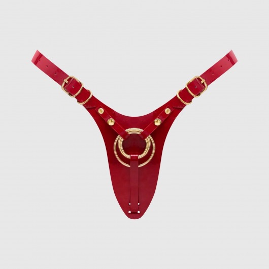 Красный пояс для фиксации насадок Strap-On-Me Leatherette Harness Fabulous - Strap-on-me - купить с доставкой в Мытищах