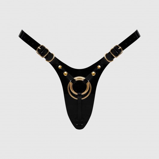 Черный пояс для фиксации насадок Strap-On-Me Leatherette Harness Fabulous - Strap-on-me - купить с доставкой в Мытищах