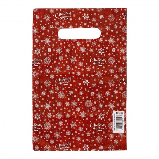 Красный подарочный новогодний пакет с вырубной ручкой (20х30 см) - Сима-Ленд - купить с доставкой в Мытищах