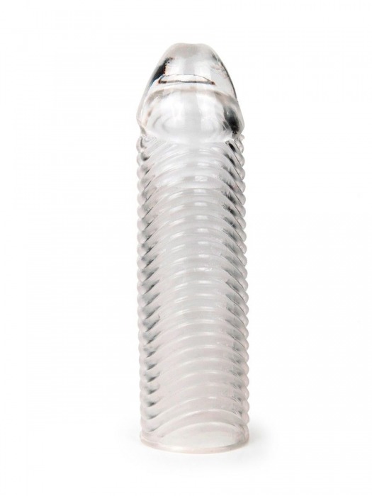 Прозрачная закрытая насадка на пенис с ребрышками - 16 см. - Sex Expert - в Мытищах купить с доставкой