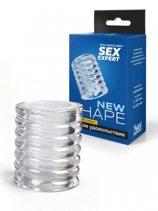 Прозрачная сквозная насадка на пенис с ребрышками - Sex Expert - в Мытищах купить с доставкой