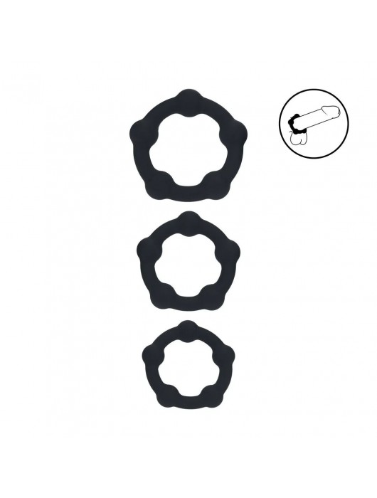 Набор из 3 эрекционных колец Beaded Silicone Cockring Set - Shots Media BV - в Мытищах купить с доставкой
