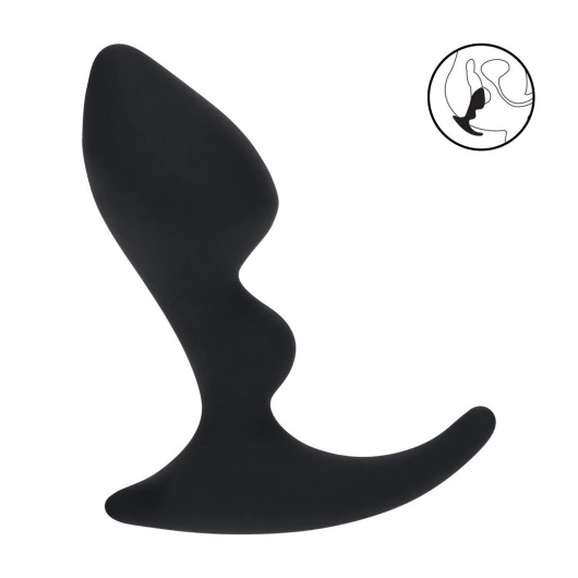 Черная анальная пробка для массажа простаты Double Ripple Silicone Prostate Massager - Shots Media BV - в Мытищах купить с доставкой