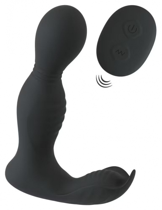 Черная анальная пробка с вибрацией, вращением и пультом ДУ RC Butt Plug with 2 Functions - Orion - в Мытищах купить с доставкой
