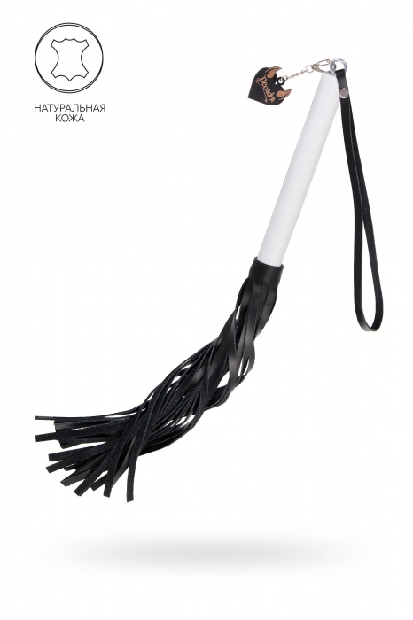 Плеть с белой рукоятью и чёрными хлыстами - 50 см. - Pecado - купить с доставкой в Мытищах