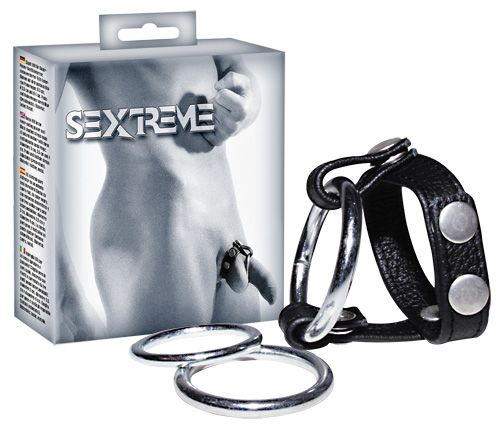 Подхват для мошонки с 3 съемными эрекционными кольцами Leder-Riemen - Orion - в Мытищах купить с доставкой