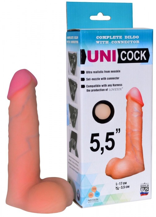 Фаллическая насадка Харнесс UNICOCK 5,5  - 17 см. - LOVETOY (А-Полимер) - купить с доставкой в Мытищах