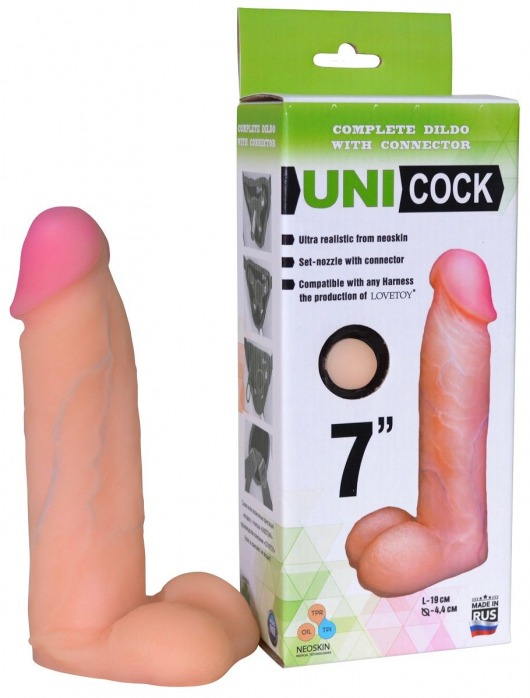Фаллическая насадка Харнесс UNICOCK 7  - 19 см. - LOVETOY (А-Полимер) - купить с доставкой в Мытищах