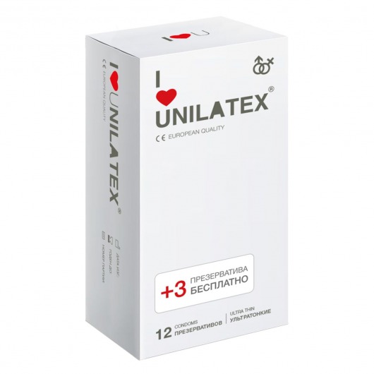 Ультратонкие презервативы Unilatex Ultra Thin - 12 шт. + 3 шт. в подарок - Unilatex - купить с доставкой в Мытищах