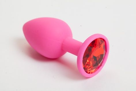 Розовая анальная пробка с красным кристаллом - 9,5 см. - 4sexdreaM - купить с доставкой в Мытищах