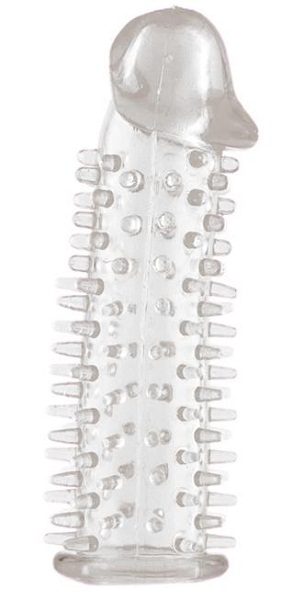 Прозрачная насадка на половой член с закрытой головкой и шипами - 12,5 см. - Toyfa Basic - в Мытищах купить с доставкой