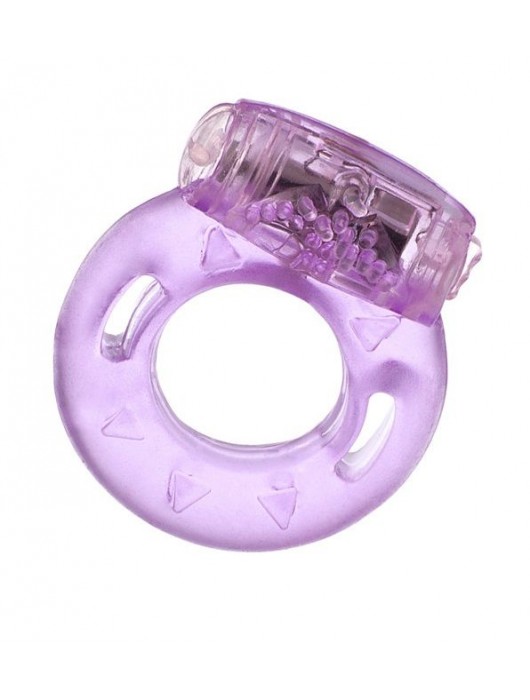 Фиолетовое эрекционное кольцо с виброэлементом в верхней части - Toyfa Basic - в Мытищах купить с доставкой