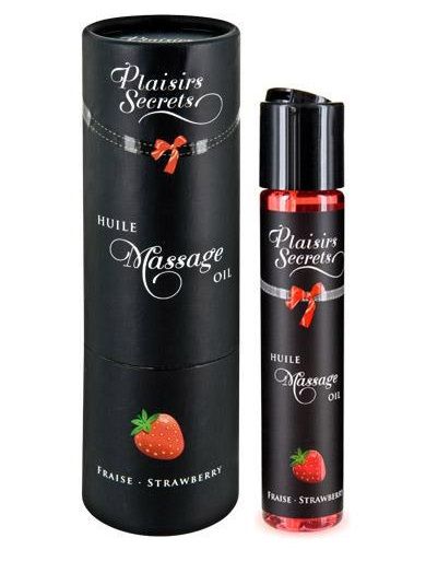 Массажное масло с ароматом клубники Huile de Massage Gourmande Fraise des Bois - 59 мл. - Plaisir Secret - купить с доставкой в Мытищах