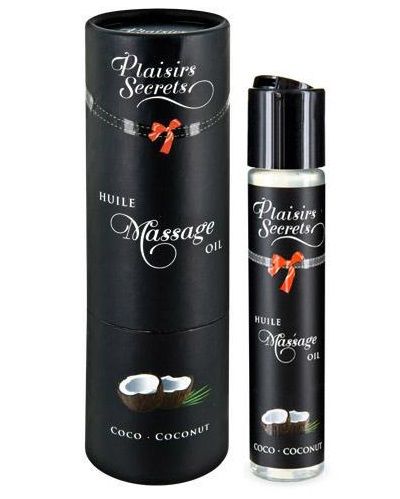 Массажное масло с ароматом кокоса Huile de Massage Gourmande Coco - 59 мл. - Plaisir Secret - купить с доставкой в Мытищах