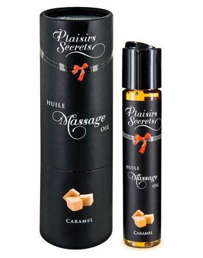 Массажное масло с ароматом карамели Huile de Massage Gourmande Caramel - 59 мл. - Plaisir Secret - купить с доставкой в Мытищах