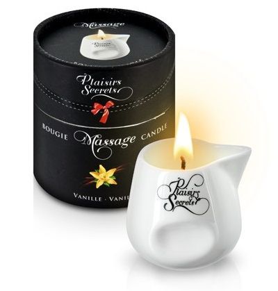 Массажная свеча с ароматом ванили Bougie Massage Gourmande Vanille - 80 мл. - Plaisir Secret - купить с доставкой в Мытищах