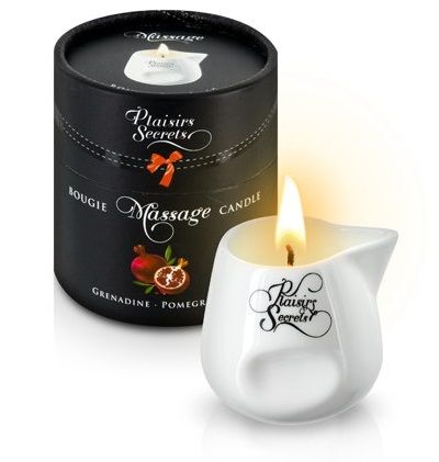 Массажная свеча с ароматом граната Bougie de Massage Gourmande Grenadine - 80 мл. - Plaisir Secret - купить с доставкой в Мытищах