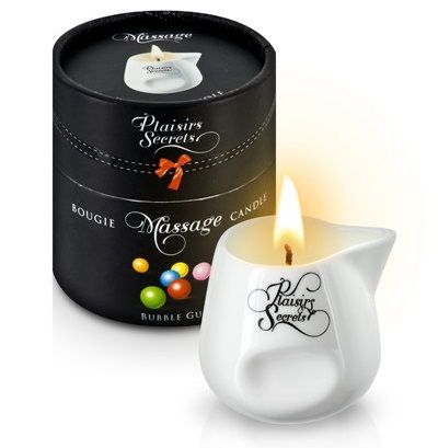 Массажная свеча с ароматом бубль-гума Bougie de Massage Gourmande Bubble Gum - 80 мл. - Plaisir Secret - купить с доставкой в Мытищах