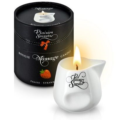 Массажная свеча с ароматом клубники Bougie de Massage Gourmande Fraise - 80 мл. - Plaisir Secret - купить с доставкой в Мытищах