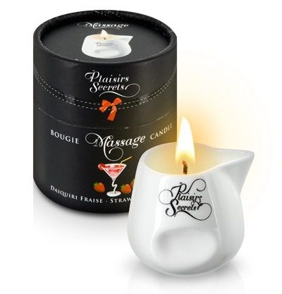 Массажная свеча с ароматом клубничного дайкири Bougie de Massage Daikiri Fraise - 80 мл. - Plaisir Secret - купить с доставкой в Мытищах