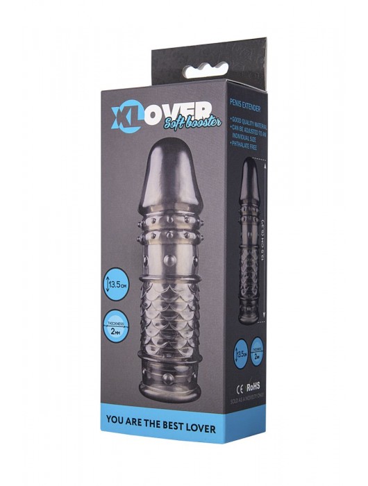 Дымчатая закрытая насадка ToyFa XLover с чешуйками и пупырышками - 13,5 см. - ToyFa - в Мытищах купить с доставкой