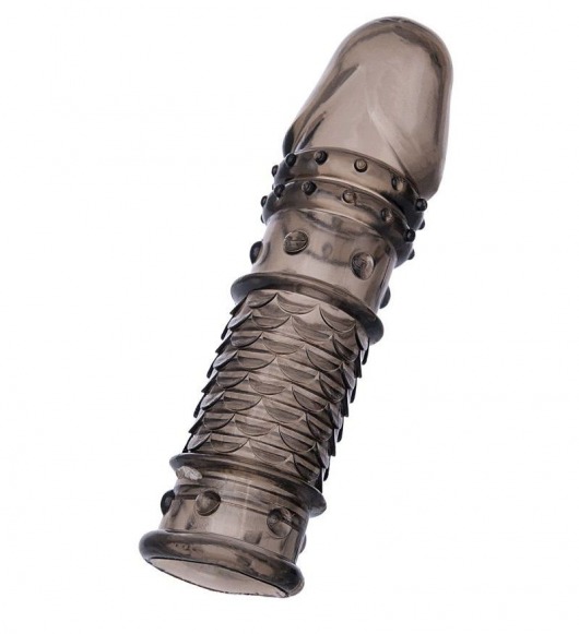 Дымчатая закрытая насадка ToyFa XLover с чешуйками и пупырышками - 13,5 см. - ToyFa - в Мытищах купить с доставкой