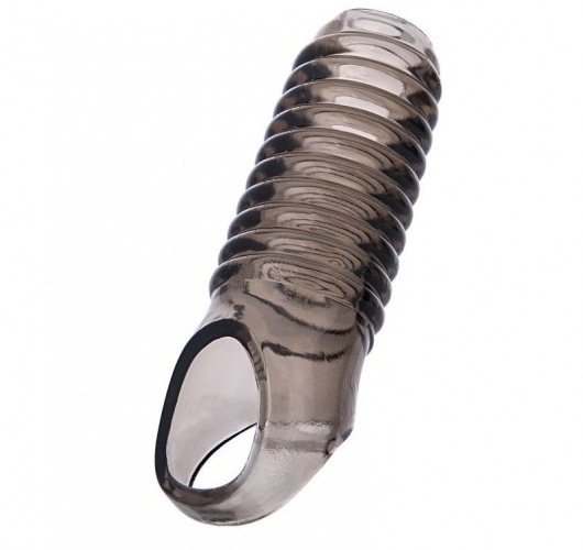 Дымчатая насадка с рёбрышками и подхватом мошонки ToyFa XLover - 12,5 см. - ToyFa - в Мытищах купить с доставкой