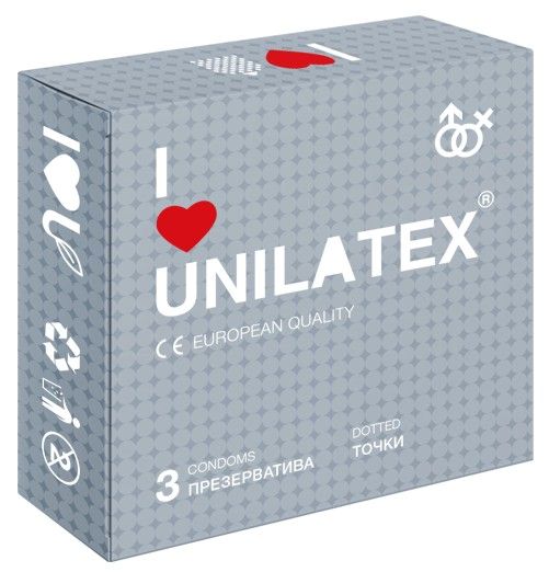 Презервативы с точками Unilatex Dotted - 3 шт. - Unilatex - купить с доставкой в Мытищах