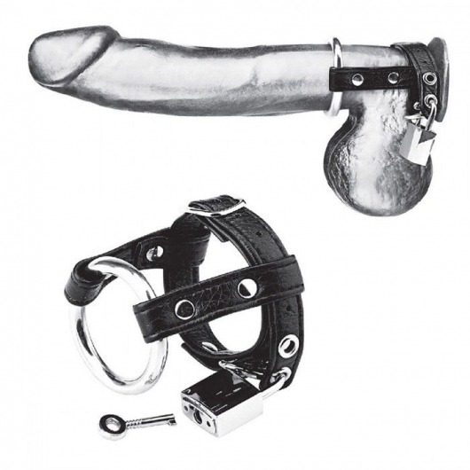 Утяжка на пенис на замочке Duo Cock And Ball Lock - BlueLine - купить с доставкой в Мытищах