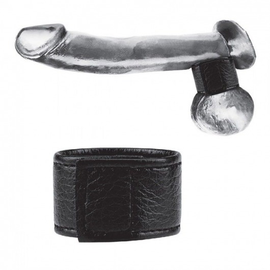 Чёрная утяжка на мошонку 1  Velcro Ball Stretcher - BlueLine - купить с доставкой в Мытищах