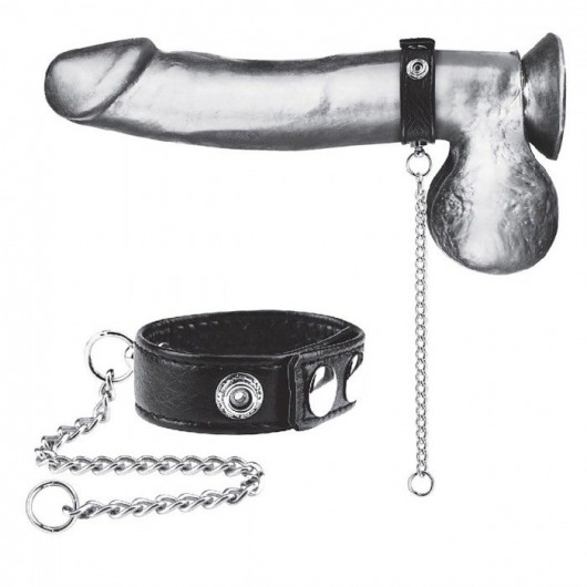 Утяжка на пенис с поводком Snap Cock Ring With 12  Leash - BlueLine - купить с доставкой в Мытищах