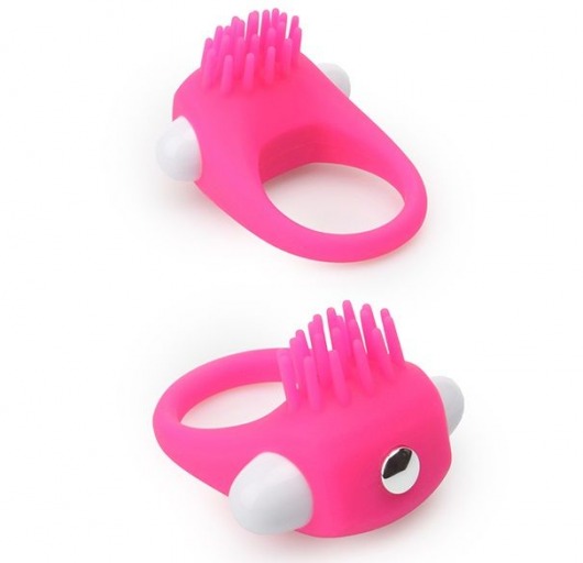 Розовое эрекционное кольцо с щеточкой LIT-UP SILICONE STIMU RING 5 - Dream Toys - в Мытищах купить с доставкой