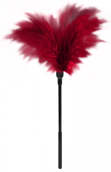 Пластиковая метелочка с красными пёрышками Small Feather Tickler - 32 см. - Blush Novelties - купить с доставкой в Мытищах