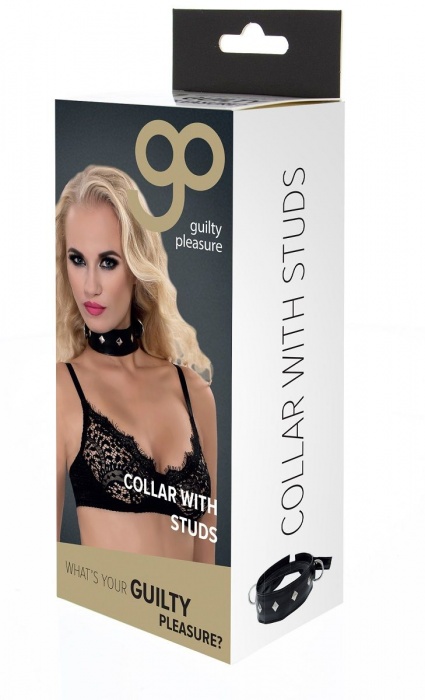 Полиуретановый ошейник с пуклями и D-кольцами Collar with Studs - Blush Novelties - купить с доставкой в Мытищах