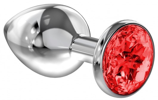 Большая серебристая анальная пробка Diamond Red Sparkle Large с красным кристаллом - 8 см. - Lola Games - купить с доставкой в Мытищах