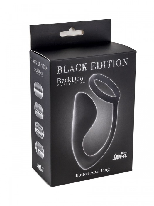 Чёрное эрекционное кольцо с анальной пробкой Button Anal Plug - Lola Games - в Мытищах купить с доставкой