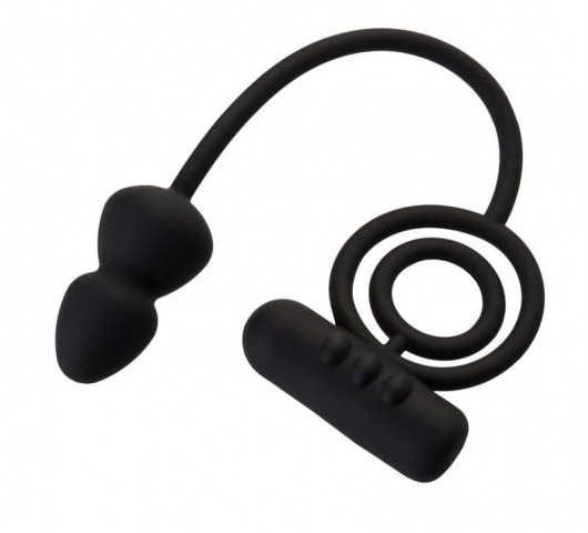 Чёрное эрекционное кольцо с вибропулькой и анальным хвостом - Erotist Adult Toys - в Мытищах купить с доставкой