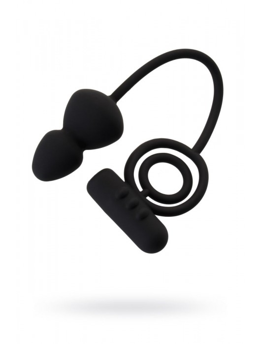 Чёрное эрекционное кольцо с вибростимулятором и анальным хвостом - Erotist Adult Toys - в Мытищах купить с доставкой