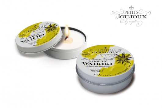 Массажная свеча Petits Joujoux Waikiki Beach с ароматом кокоса и ананаса - 33 гр. - MyStim - купить с доставкой в Мытищах