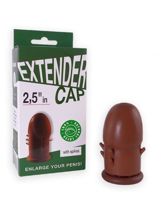 Коричневый латексный удлинитель пениса 2.5 in с шипиками - Sitabella - в Мытищах купить с доставкой