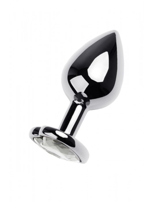 Серебристая анальная пробка с прозрачным кристаллом-сердцем - 8 см. - ToyFa - купить с доставкой в Мытищах