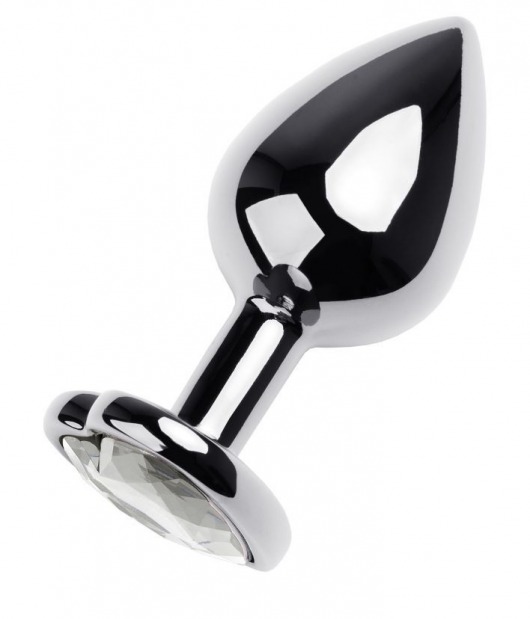 Серебристая анальная пробка с прозрачным кристаллом-сердцем - 8 см. - ToyFa - купить с доставкой в Мытищах