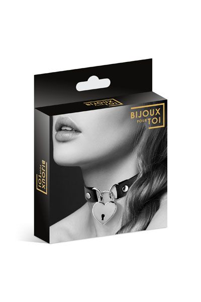 Черный чокер с замком в форме сердца - Bijoux Pour Toi - купить с доставкой в Мытищах