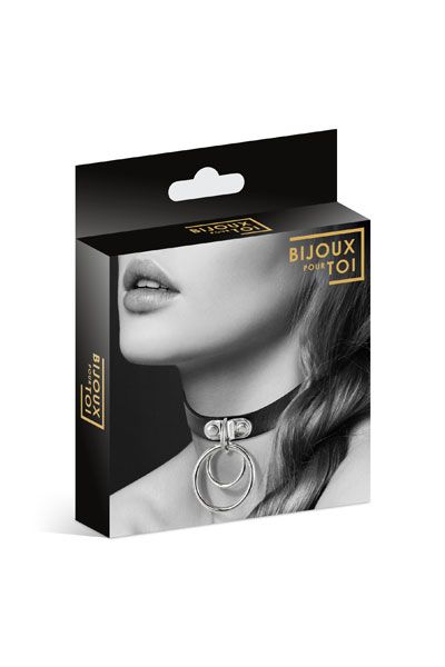 Черный чокер с двумя кольцами - Bijoux Pour Toi - купить с доставкой в Мытищах