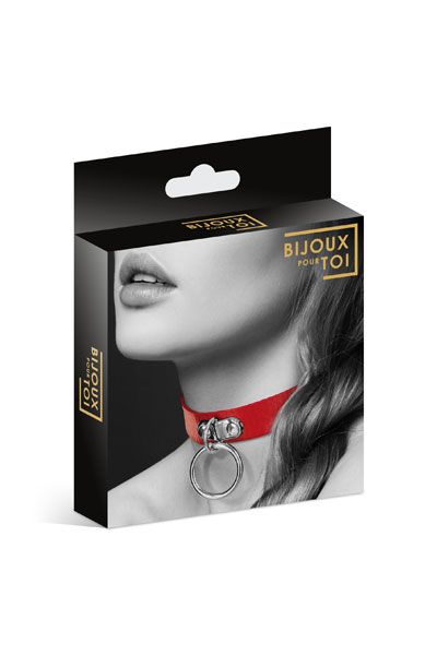 Красный узенький чокер с кольцом - Bijoux Pour Toi - купить с доставкой в Мытищах