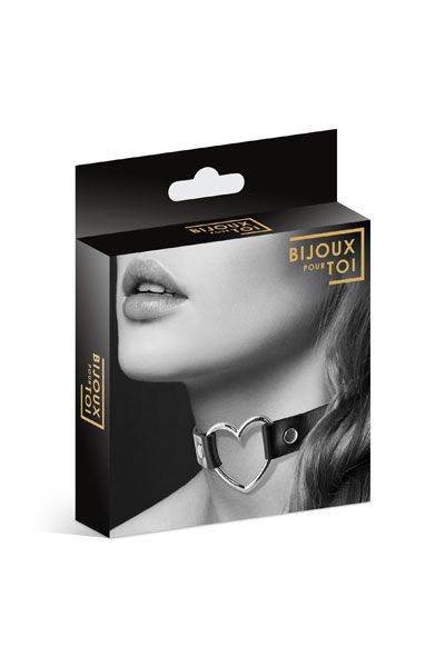 Чёрный чокер с кольцом в форме сердца - Bijoux Pour Toi - купить с доставкой в Мытищах