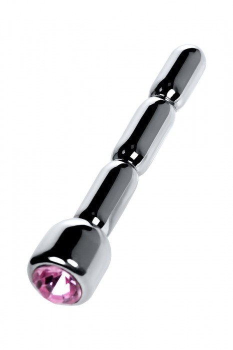 Серебристый уретральный плаг со стразом - 7 см. - ToyFa - купить с доставкой в Мытищах