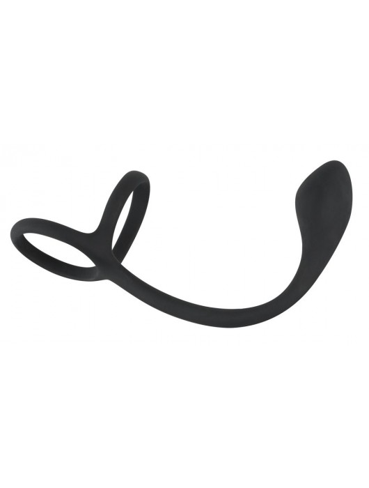 Эрекционное кольцо с утяжкой на мошонку и анальным плаг Black Velvets - Orion - в Мытищах купить с доставкой