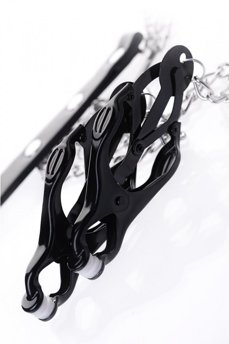 Черно-серебристые зажимы для сосков с кольцом для пениса TOYFA Metal - ToyFa - купить с доставкой в Мытищах