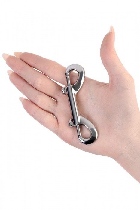 Серебристый двухсторонний карабин TOYFA Metal - ToyFa - купить с доставкой в Мытищах